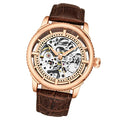 Mens Automatic Skeleton Stainless Steel Self Winding Dress Watch with Leather Band Q4277
