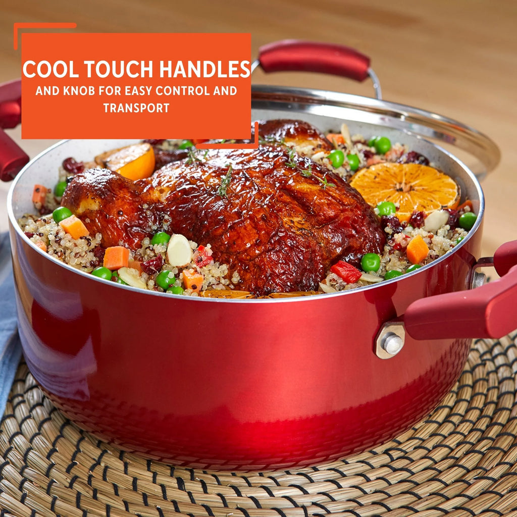 Red 4.9Qt Dutch Oven with Glass Lid T2931