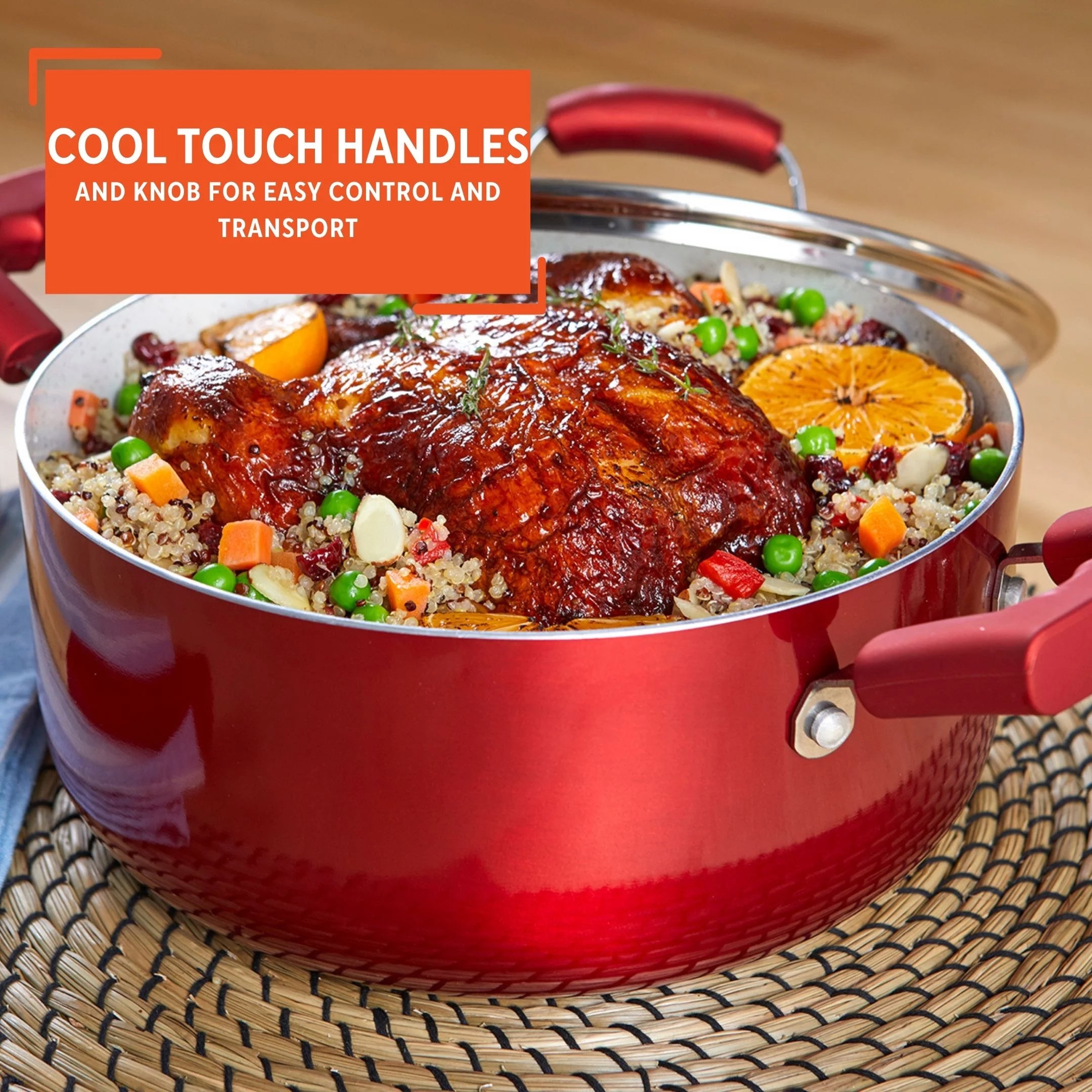 Red 4.9Qt Dutch Oven with Glass Lid T2931