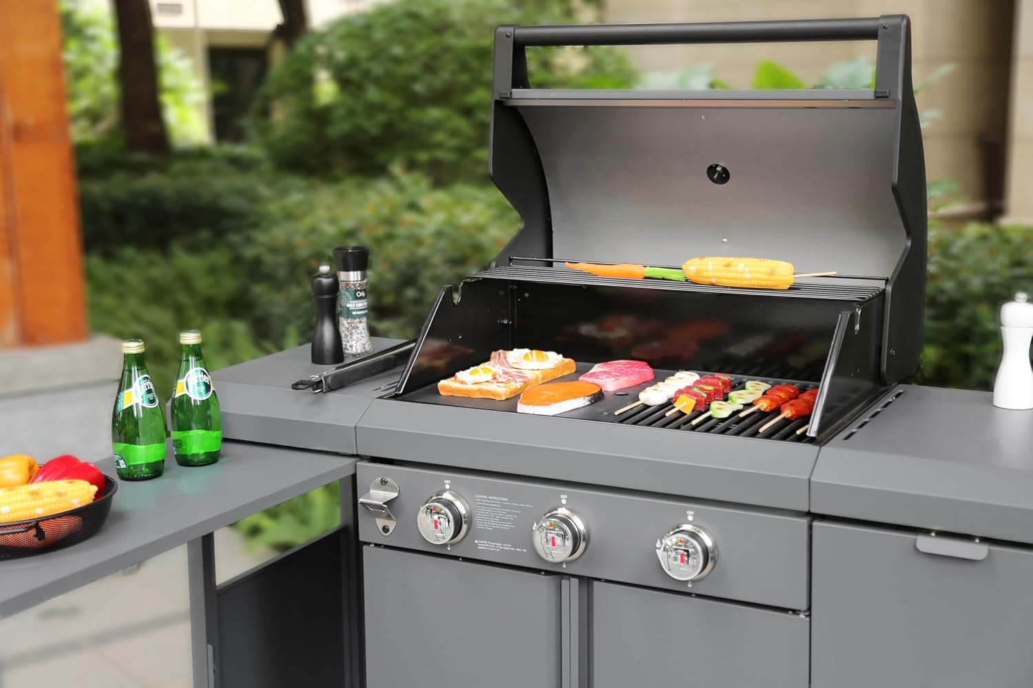 3-Burner Propane Gas BBQ Grill, Stainless Steel, Gray S47799