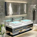 Solid Wood Wall Mounted Bathroom Vanity with Sink and LED Mirror (Single Sink 36") G878229