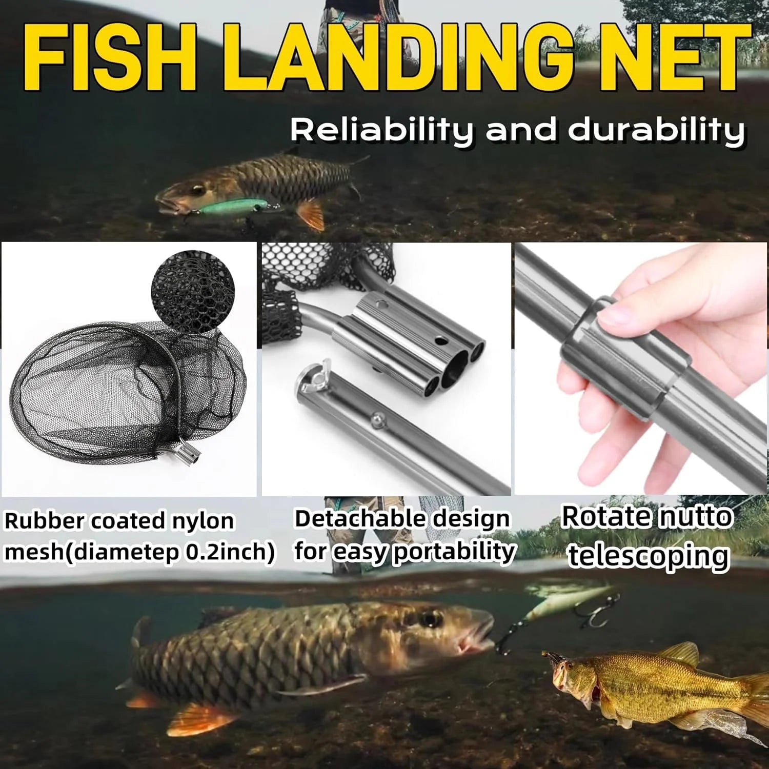 20 Inch Fishing Net with Telescoping Handle O6288