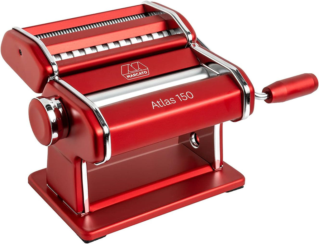 Red Pasta Machine with Pasta Cutter and Hand Crank X325