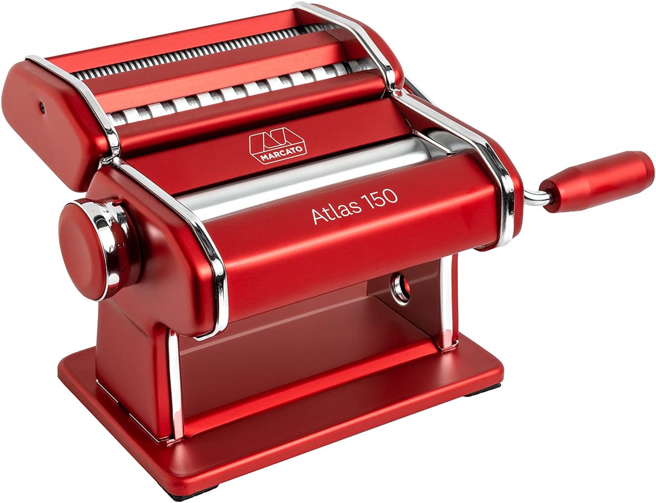 Red Pasta Machine with Pasta Cutter and Hand Crank X325