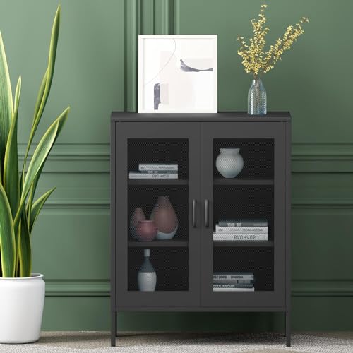 Black 70" Tall Metal Storage Cabinet with 4 Adjustable Shelves D3111