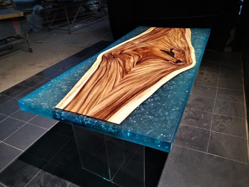Natural Wood Epoxy Dining Table (90 x 36 Inches) Q475182