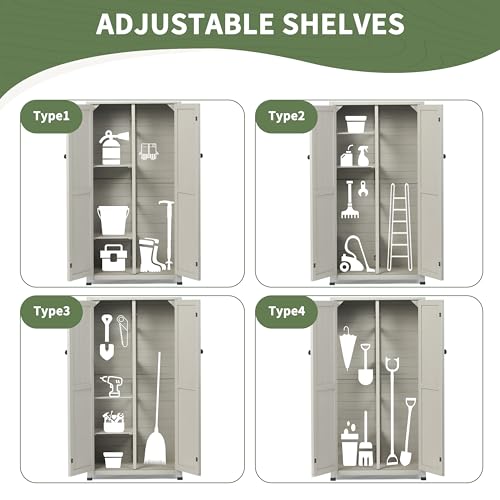 71" Wooden Outdoor Storage Shed with Adjustable Shelves S563