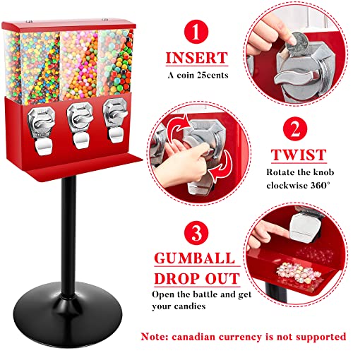 Black Triple Head Candy Vending Machine with Stand A738