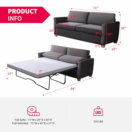 Queen Size Velvet Pull Out Sofa Bed with Foam Mattress P5381