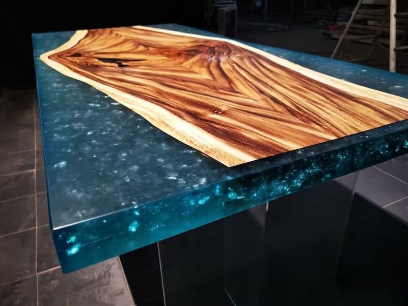 Natural Wood Epoxy Dining Table (90 x 36 Inches) Q475182