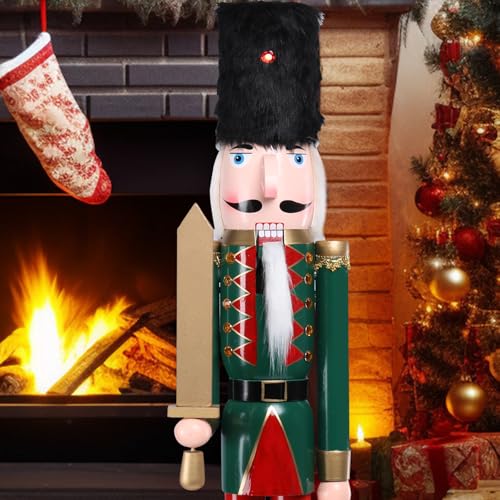 42 Inch Wooden Christmas Nutcracker with Black Fur Hat H325926