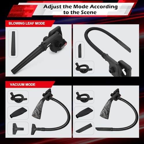 24V Cordless Electric Leaf Blower with 2 Pack Batteries and Charger I24431