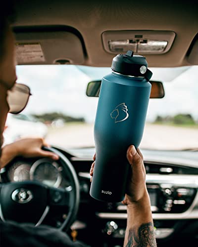 40 oz Insulated Double Wall Stainless Steel Tumbler with Handle Straw Lid and Flex Lid, Black U347733