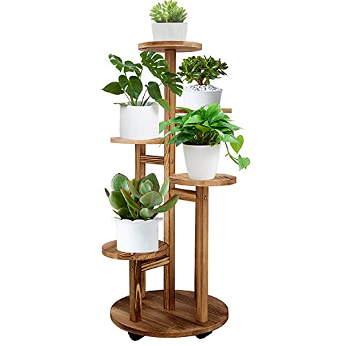 5 Tiered Walnut Wood Plant Stand W566