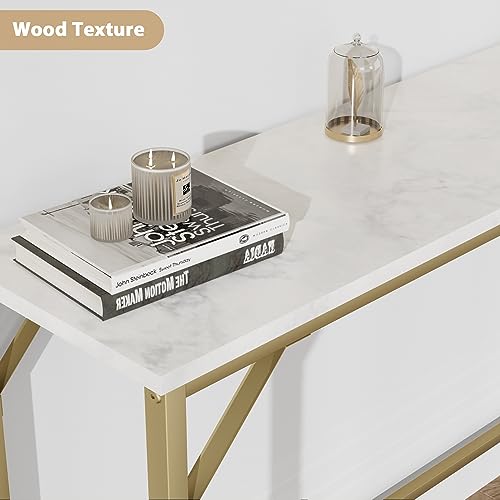 Gold Narrow Console Table with Outlets T5809