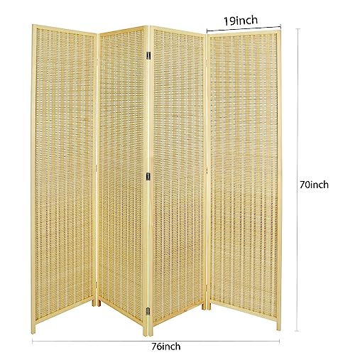 4 Panel Bamboo Room Divider with Shelves P699547