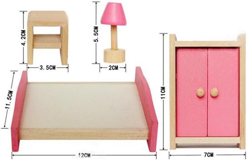 Pink Wooden Dollhouse Furniture Set A5794