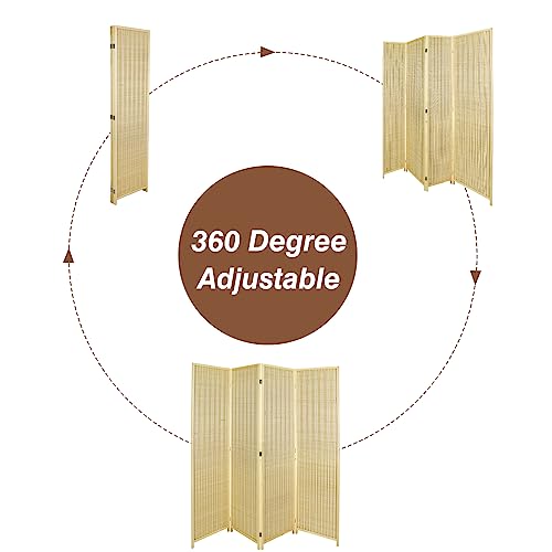 4 Panel Bamboo Room Divider with Shelves P699547