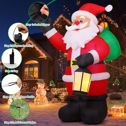 8 FT Inflatable Waving Santa Claus with Built-in LEDs L122841