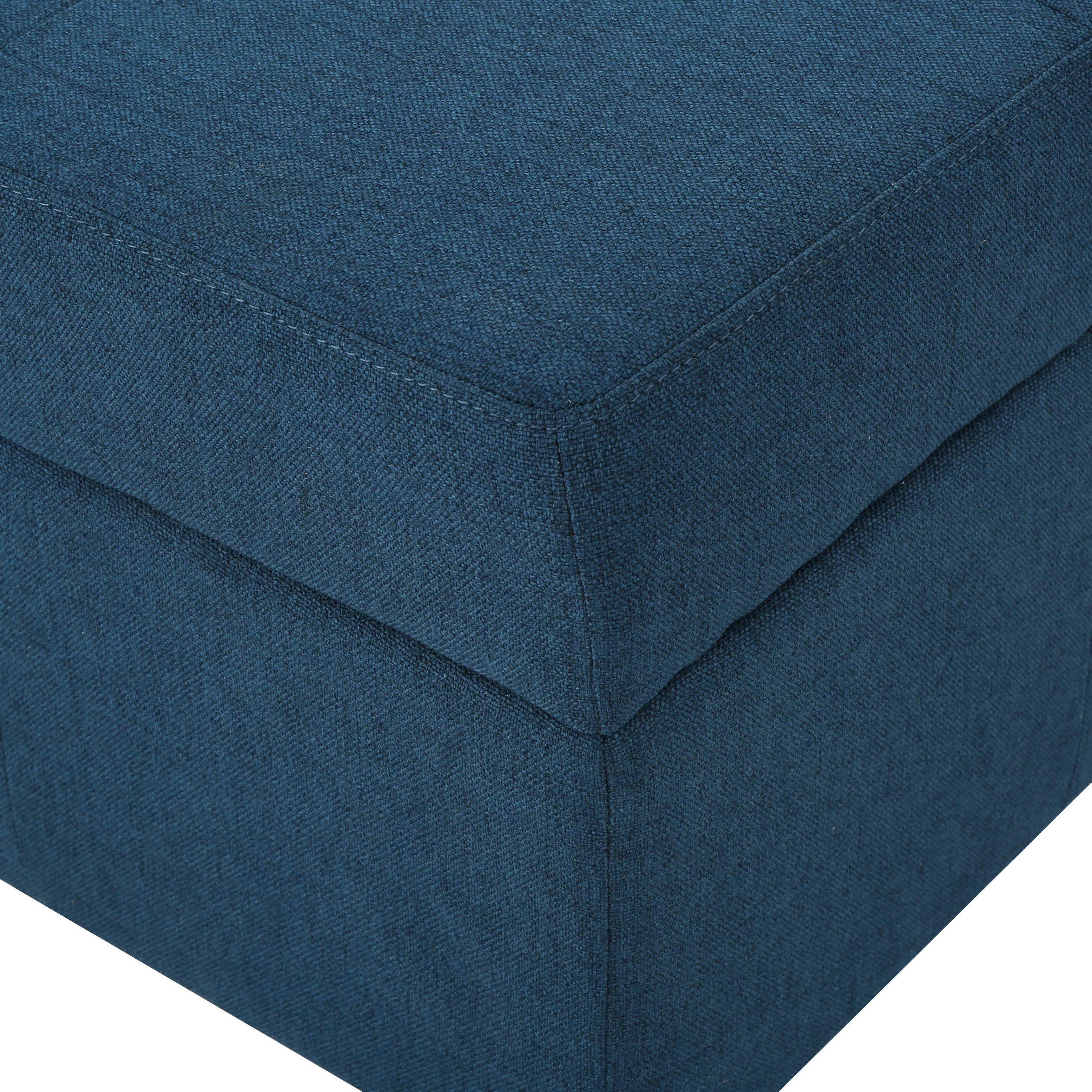 Navy Blue Tufted Fabric Storage Ottoman with Rolling Casters E2786