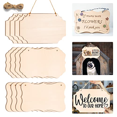 12 Pcs Unfinished Wood Rectangle Slices Plaque, 8.8 x 5.7 Inches Z753