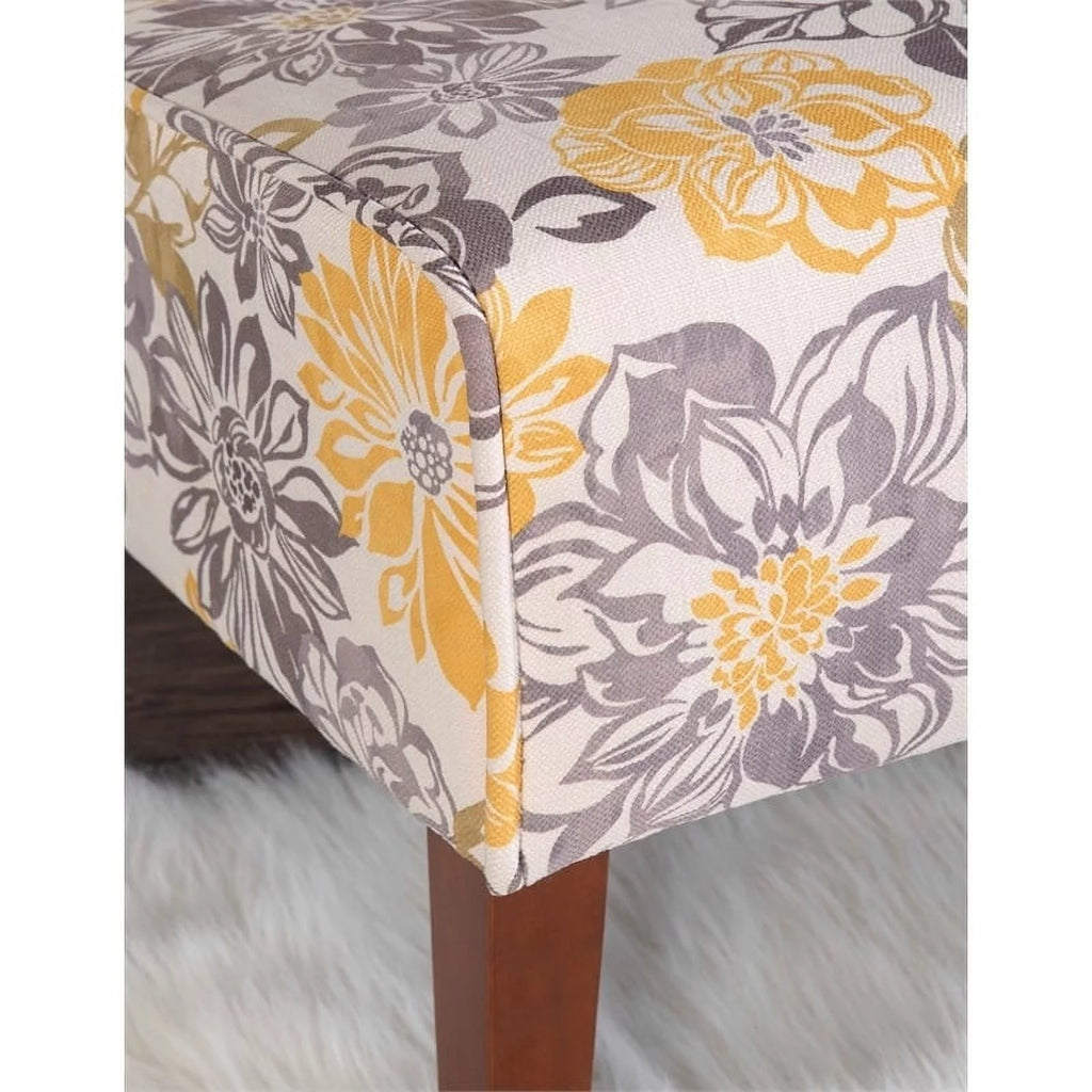 Gray Yellow Fabric Floral Accent Chair Z930916