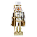 Gold and White Glittered Wooden Nutcracker 14" X780046