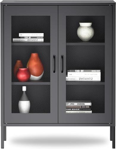Black 70" Tall Metal Storage Cabinet with 4 Adjustable Shelves D3111
