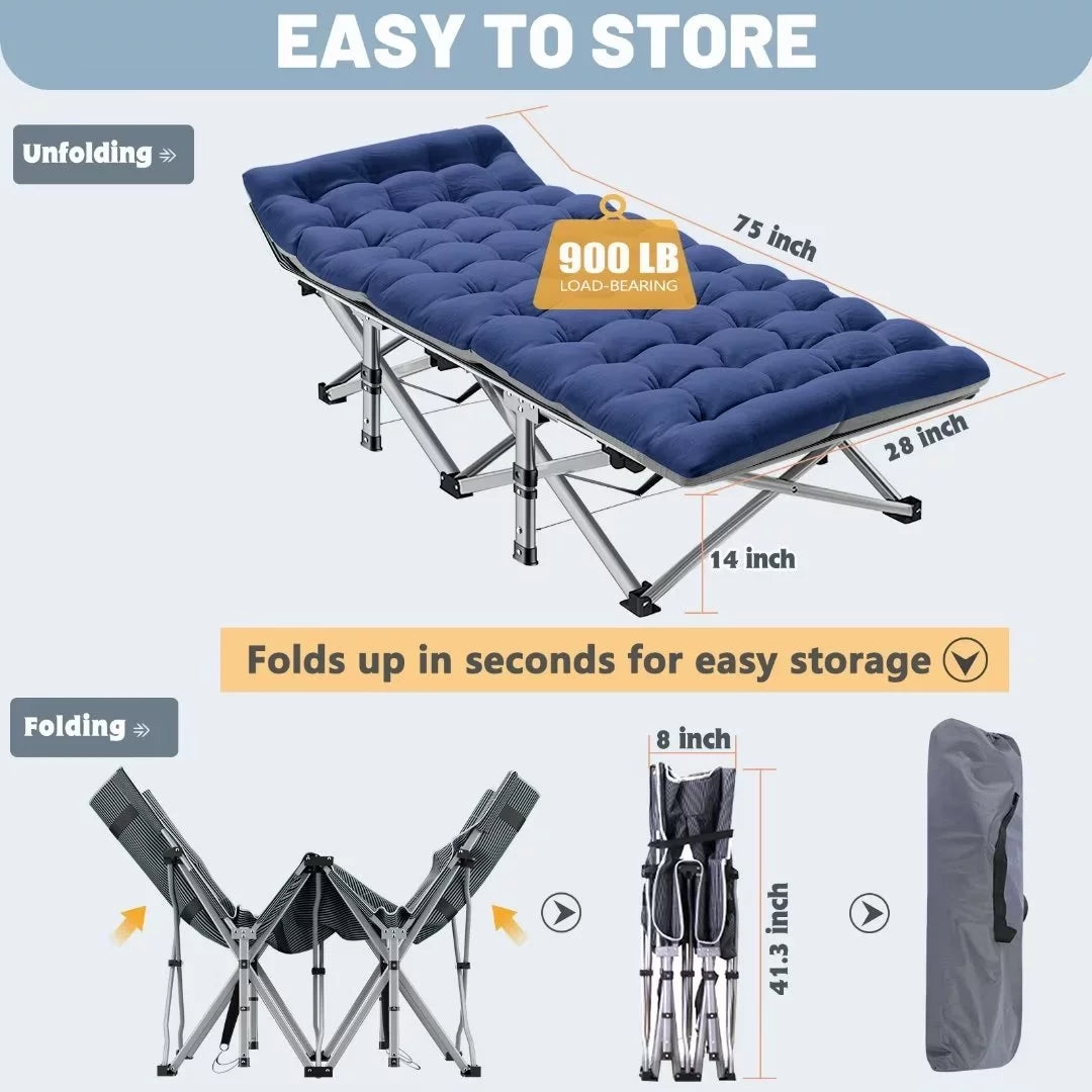 2 Pack Folding Camping Cot with Carry Bag M442553