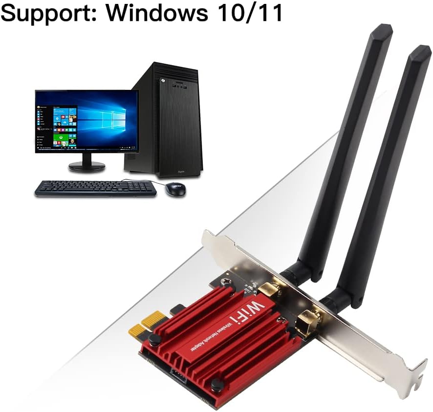 WiFi 6E Tri-Band AX210 PCIe Wireless Adapter 5400Mbps 802.11AX E4529