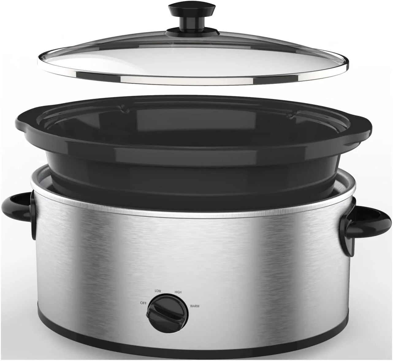 6 Quart Oval Stainless Steel Slow Cooker with Glass Lid G9164