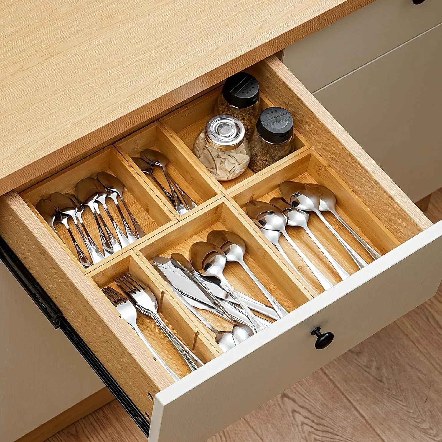 Set of 9 Bamboo Wood Drawer Organizer E576