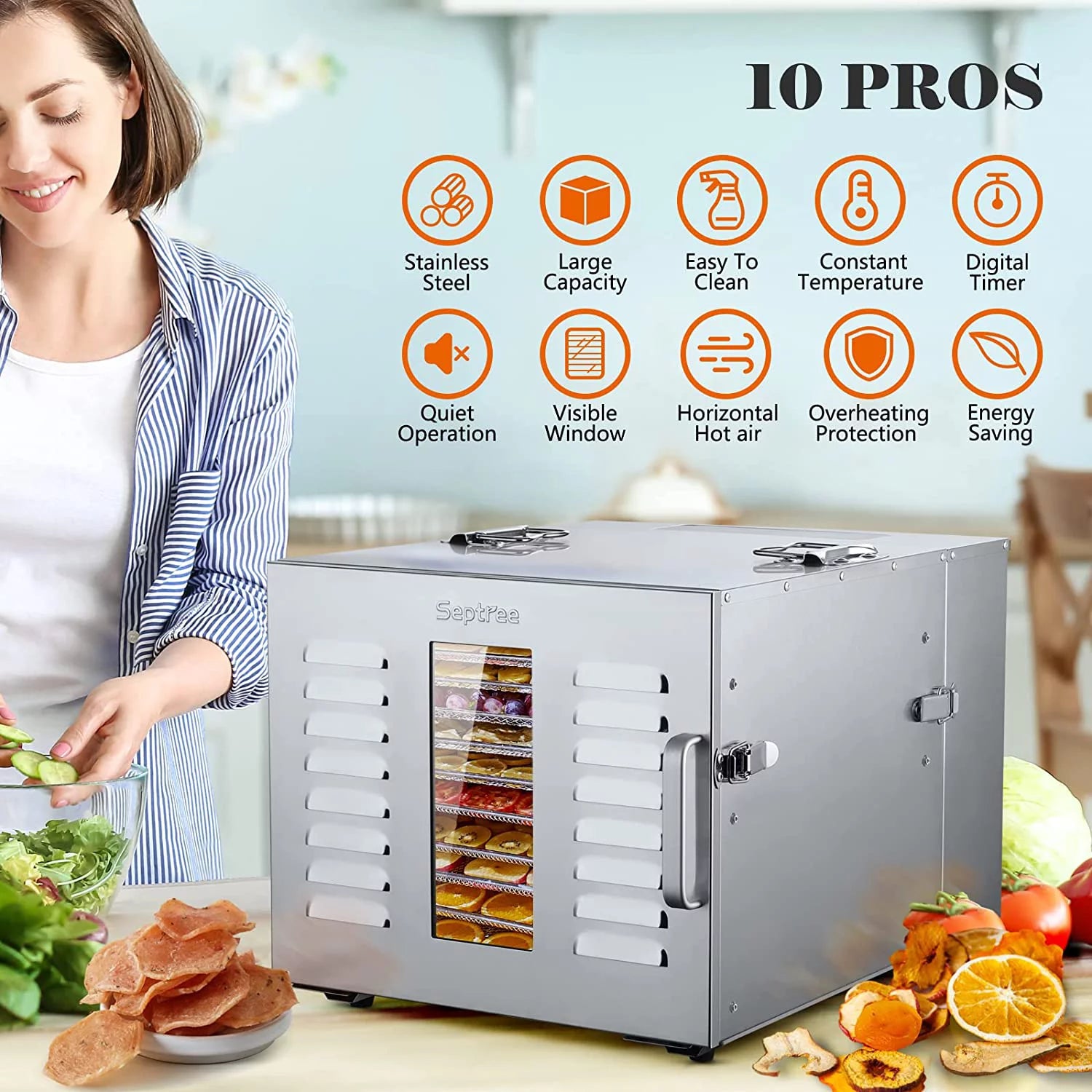 10 Trays Stainless Steel Food Dehydrator S90374