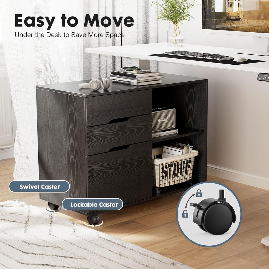 Black 3 Drawer Lateral File Cabinet A452