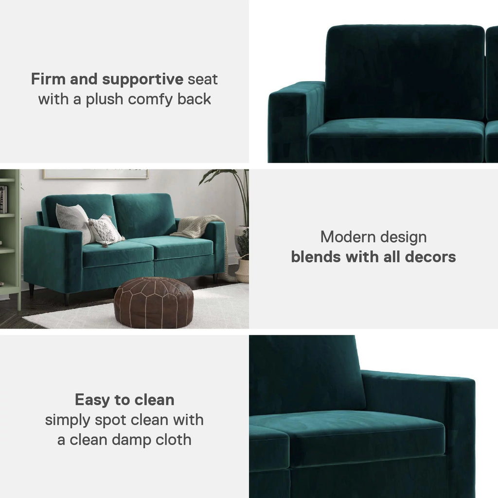 Green Velvet 3 Seater Sofa Y2849