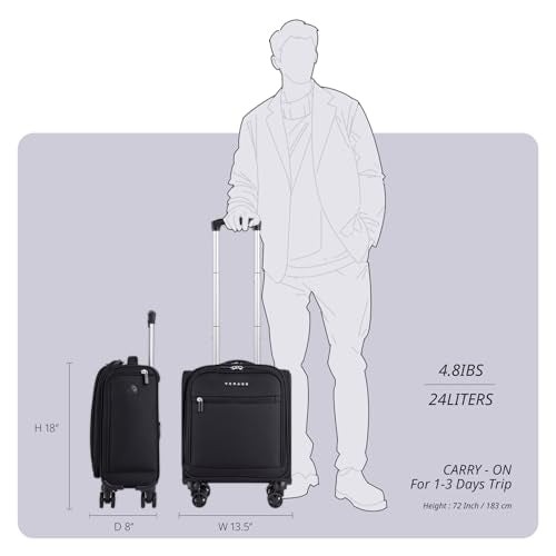 Black 14.5 Inch Softside Spinner Carry On Luggage Q73012