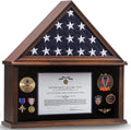 Large Solid Wood Flag Display Case Walnut Finish I4743