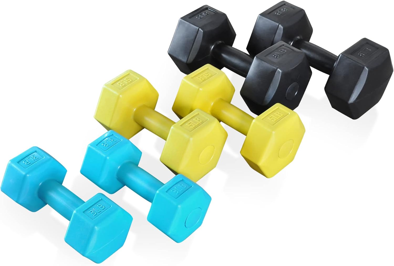 32-Pound Vinyl Coated Dumbbell Set with Stand, 3 Pairs C84099