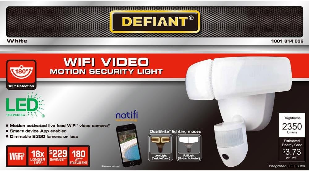 White LED Wi-Fi Video Motion Security Light D95115