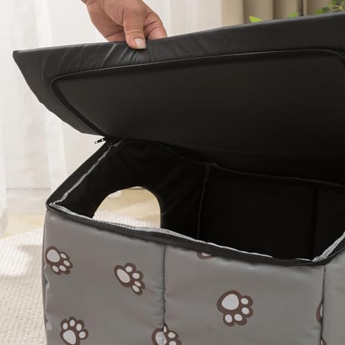 Black Weatherproof Insulated Cat House with Transparent Curtain N298176