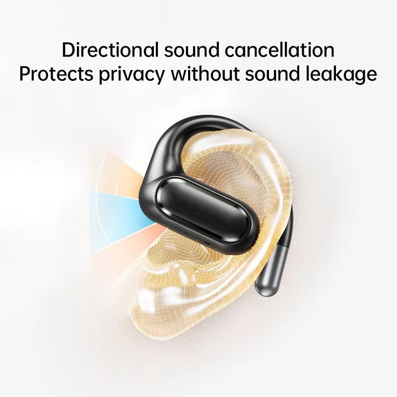 Black Open Ear Bluetooth Wireless Earbuds with Ear Hooks 50H Playtime W4630