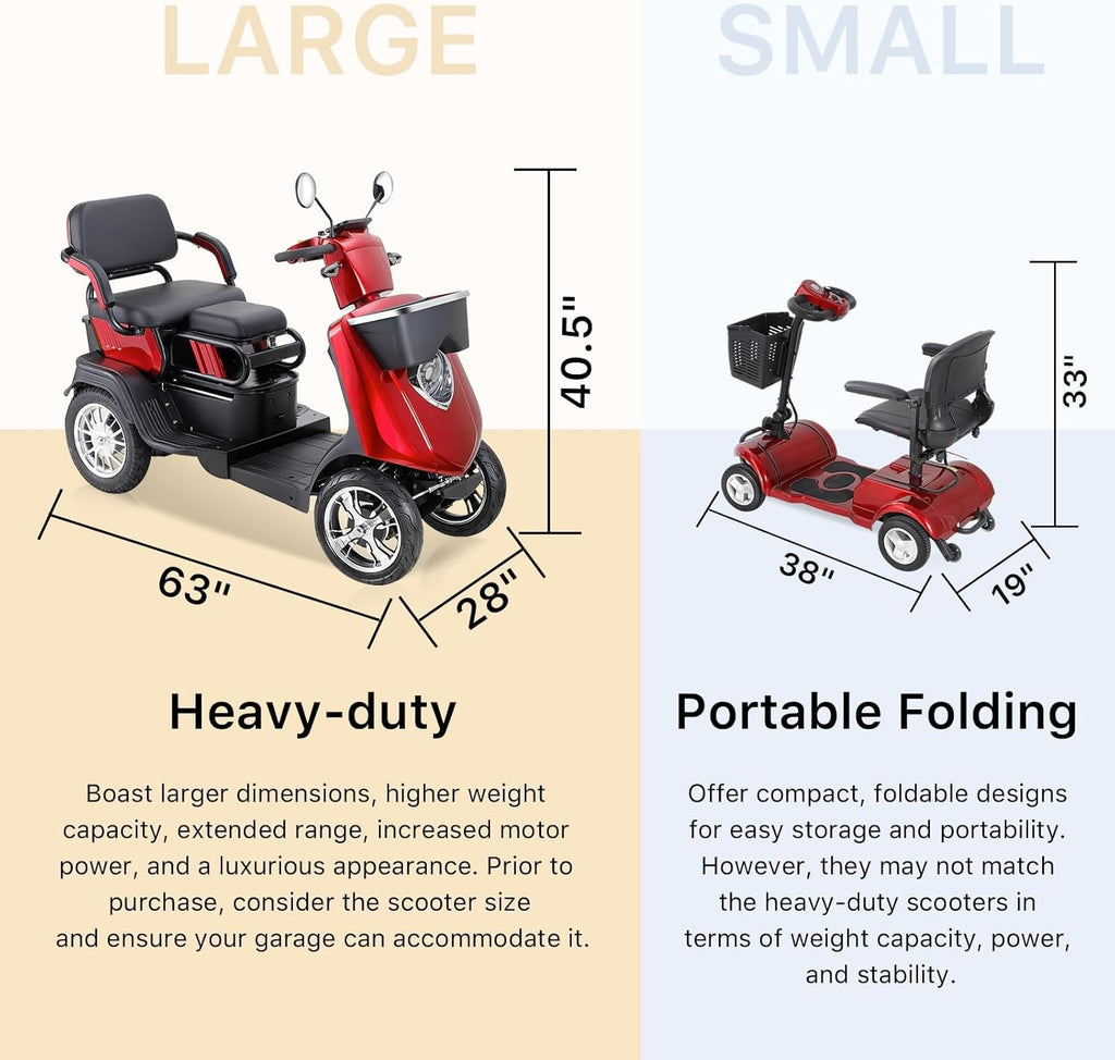 Red Heavy Duty Double Seat Mobility Scooter E523945