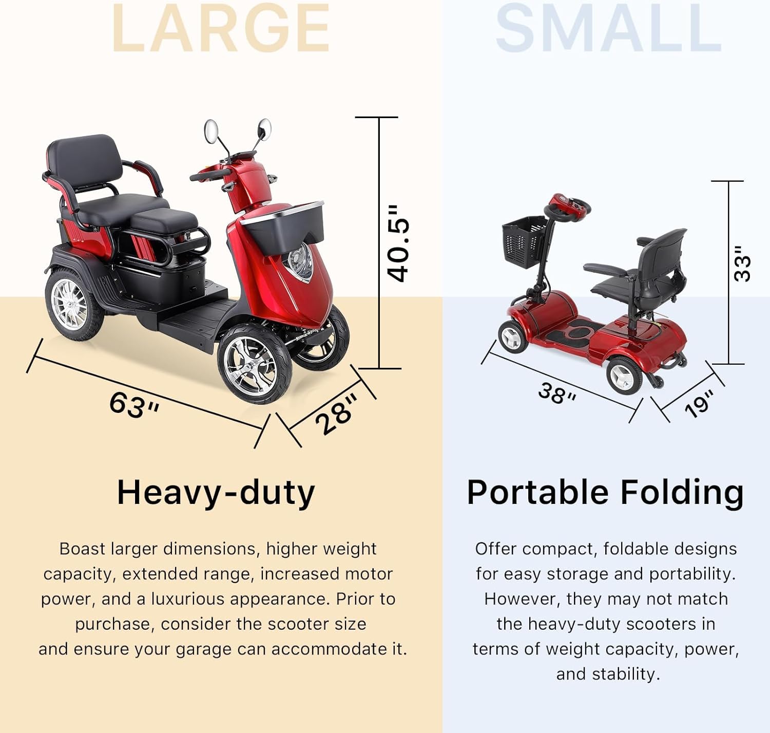 Red Heavy Duty Double Seat Mobility Scooter E523945