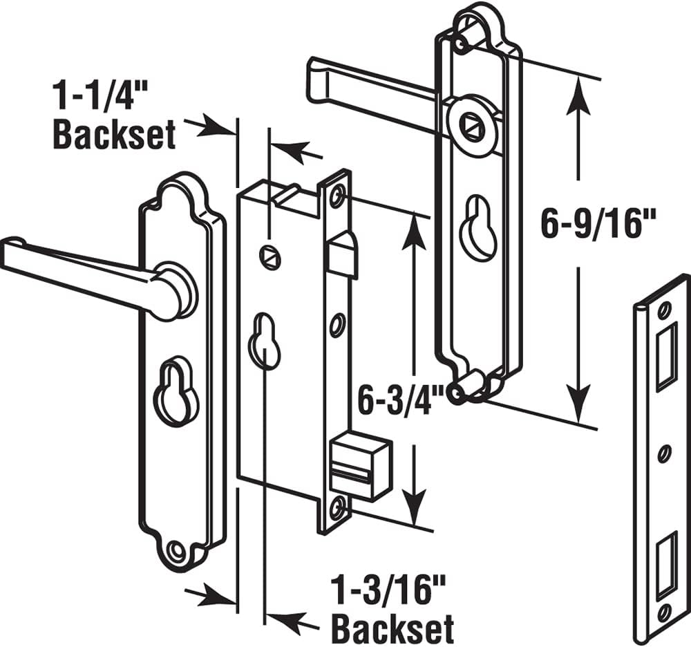 Black Steel Security Door Non-Locking Mortise Handle Set M578