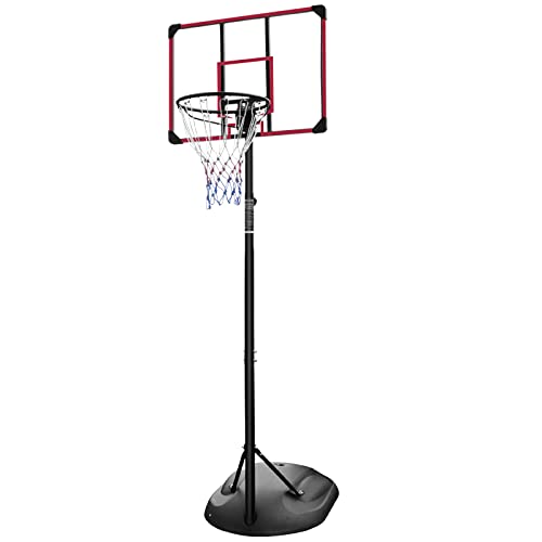 32" Backboard Basketball Goal Stand with Fillable Base and Wheels, 7.5-9.2ft Adjustable Height T98141