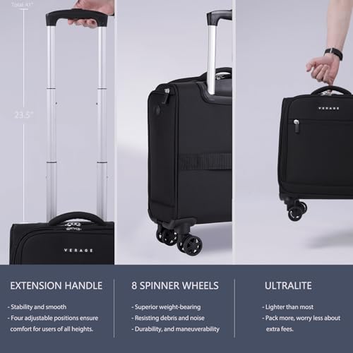 Black 14.5 Inch Softside Spinner Carry On Luggage Q73012