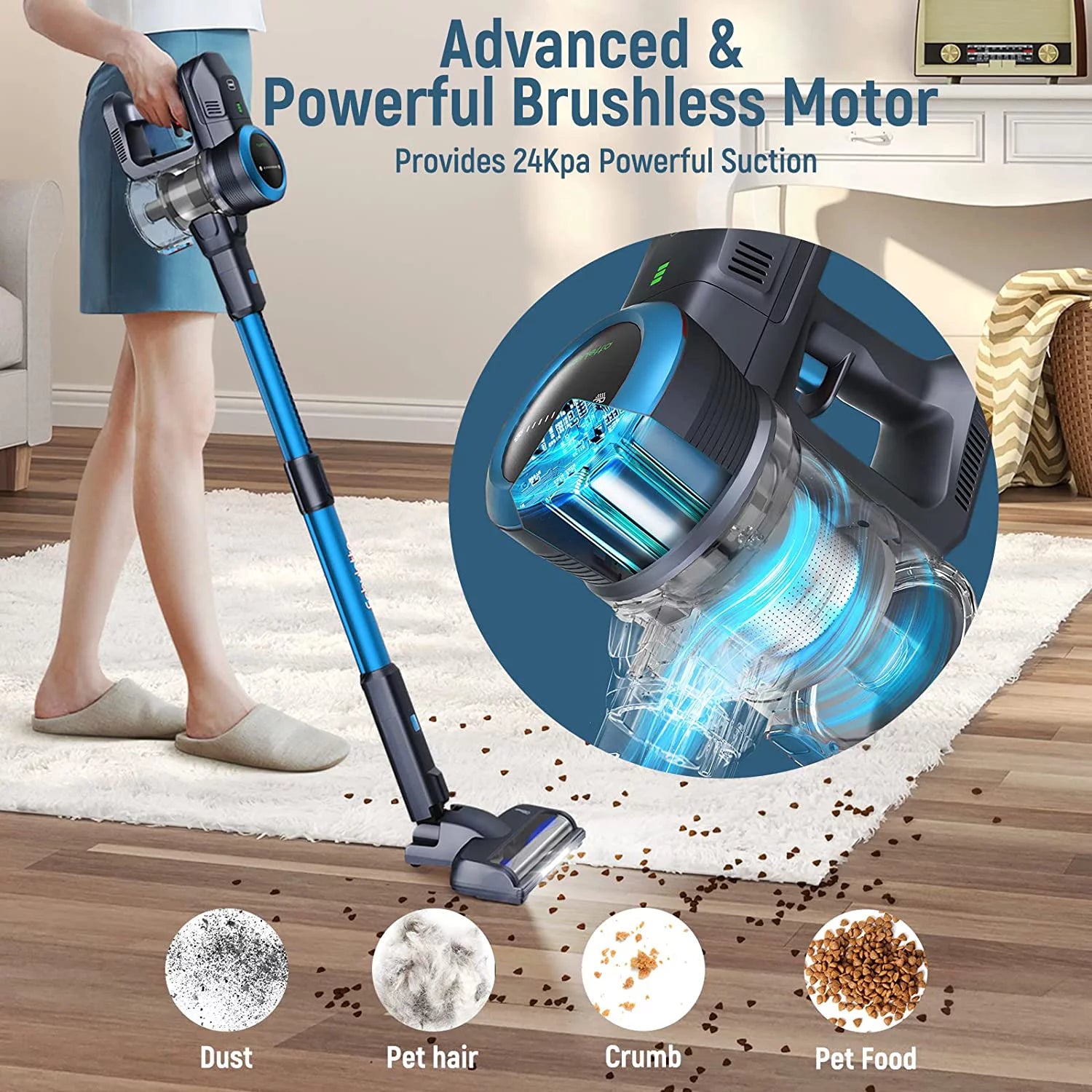 Blue Cordless Stick Vacuum B6568
