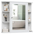 White Bathroom Mirror Cabinet with 6 Open Shelves E5298