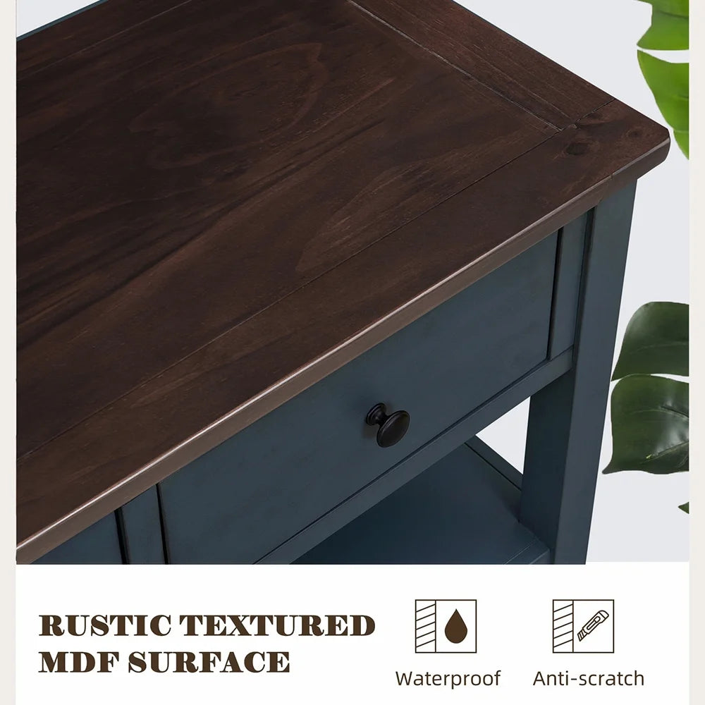 Navy Storage Console Table with 3 Drawers and 2 Shelves Q90389