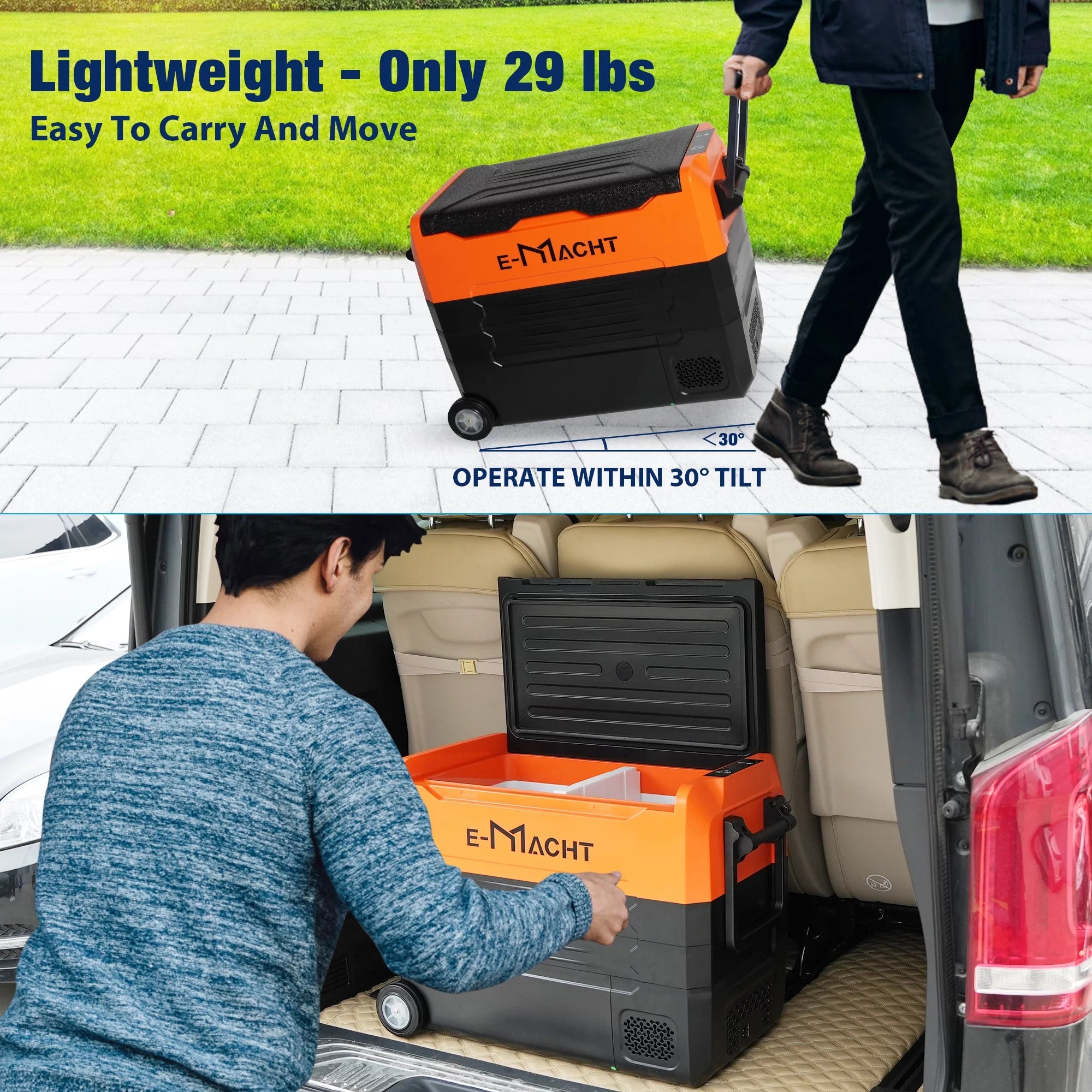 31.7Quart Dual Zone Portable Car Refrigerator with LED Light, 12/24V DC G236446